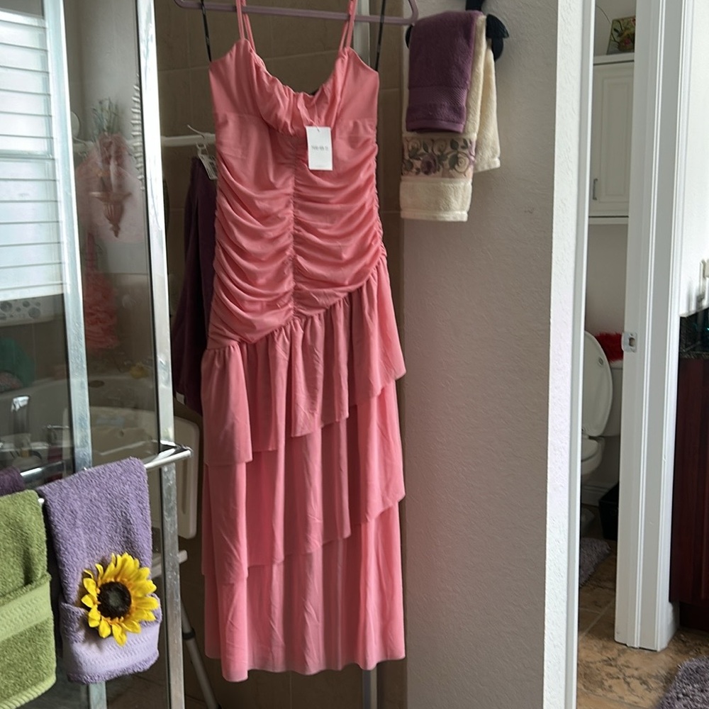 Elegant Pink Ruched Dress